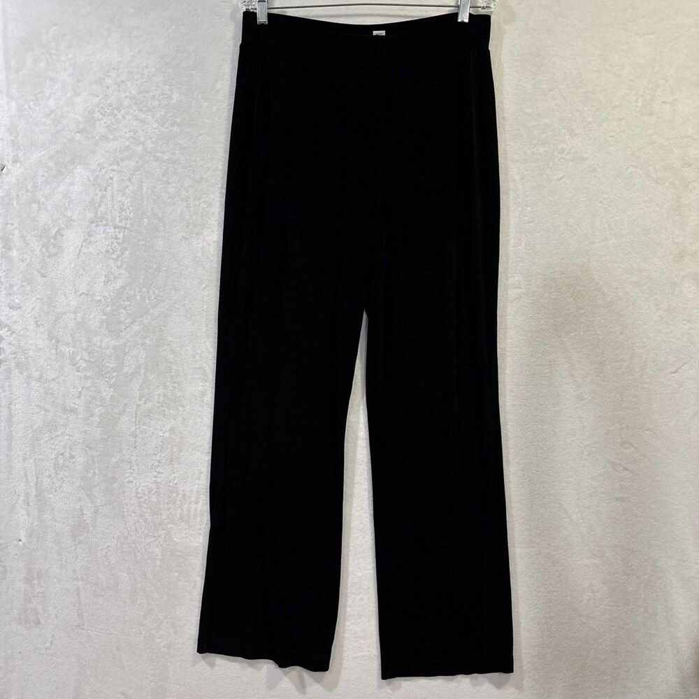 Chico's Travelers Size 2 Pants Black Straight Leg Elastic Waist Pull On Stretch